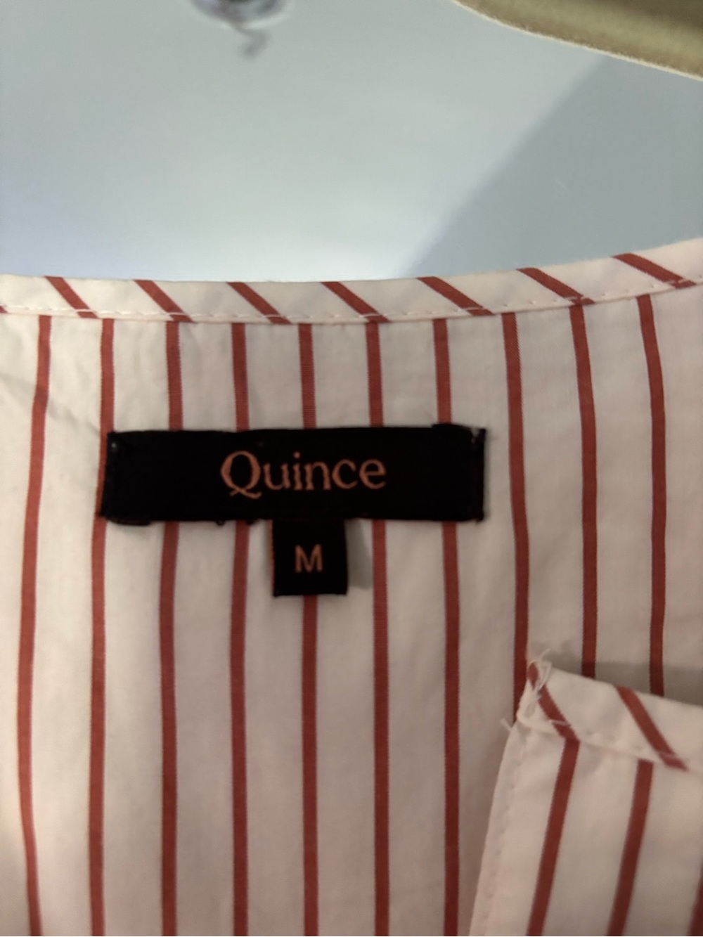 Quince 100% Organic Cotton Poplin Tiered Maxi Dress - Terracotta Stripe M - Picture 3 of 3